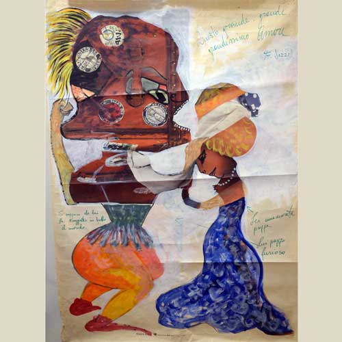 Questo grande amore, olio su manifesto pubblicitario, Arte in Causa, Jozzi